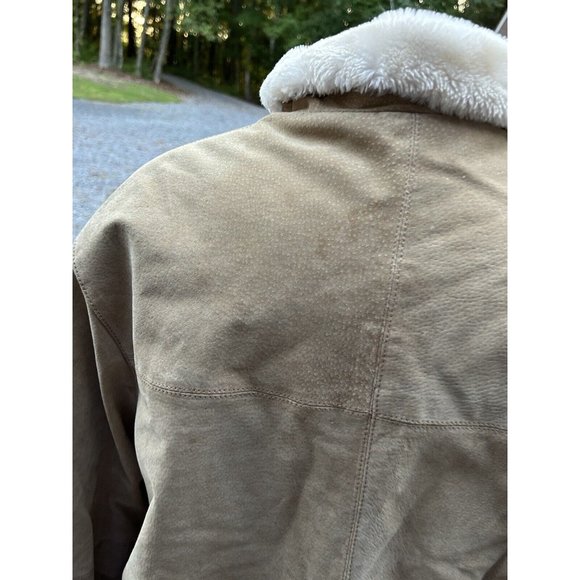Colebrook Leather Jacket Mens Med Tan Suede Shearling Field Farm Vtg Distressed - Picture 11 of 16